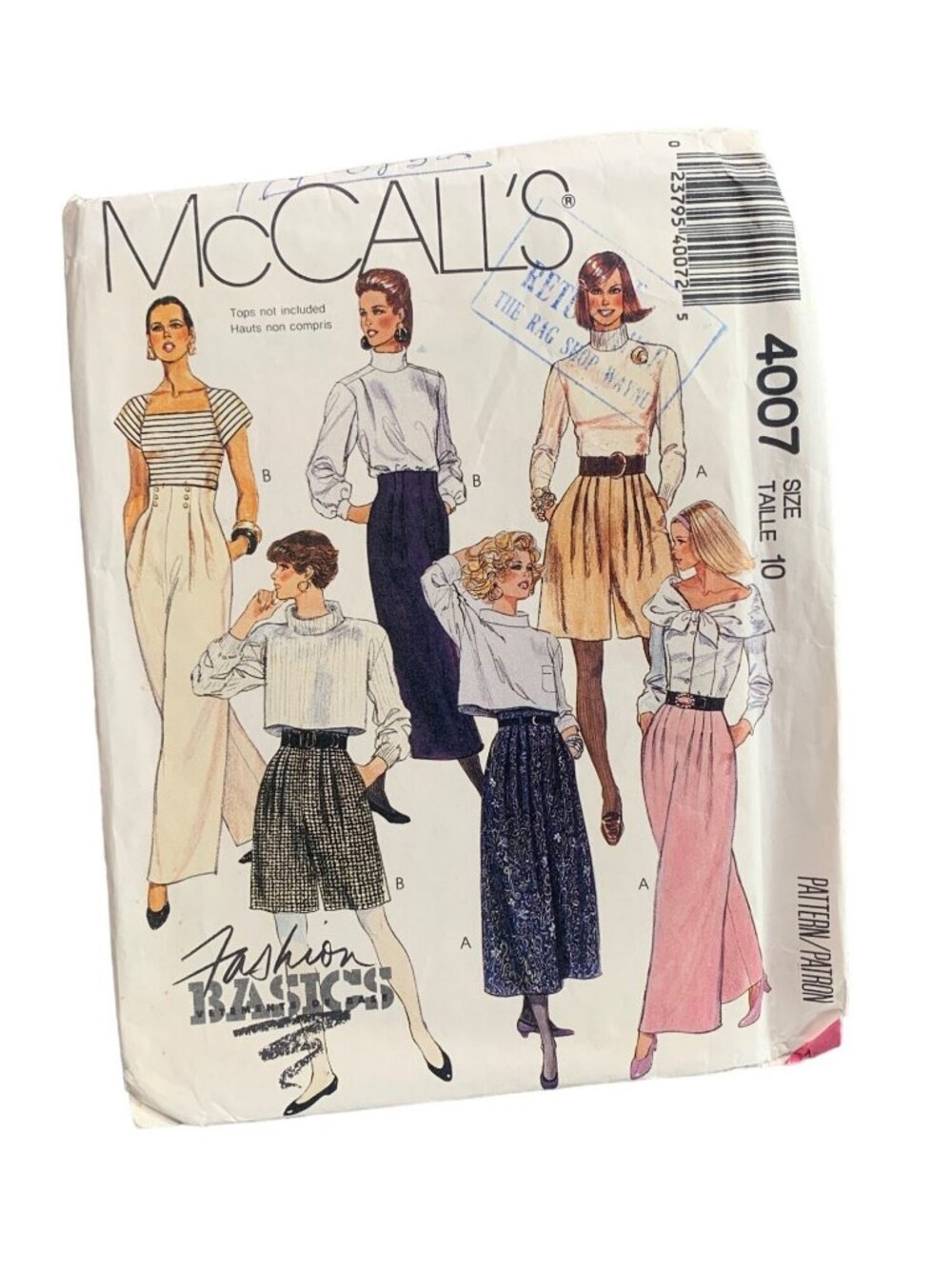 McCalls Vintage Sewing Pattern 4007 Womens Pant Short Size 10 Uncut